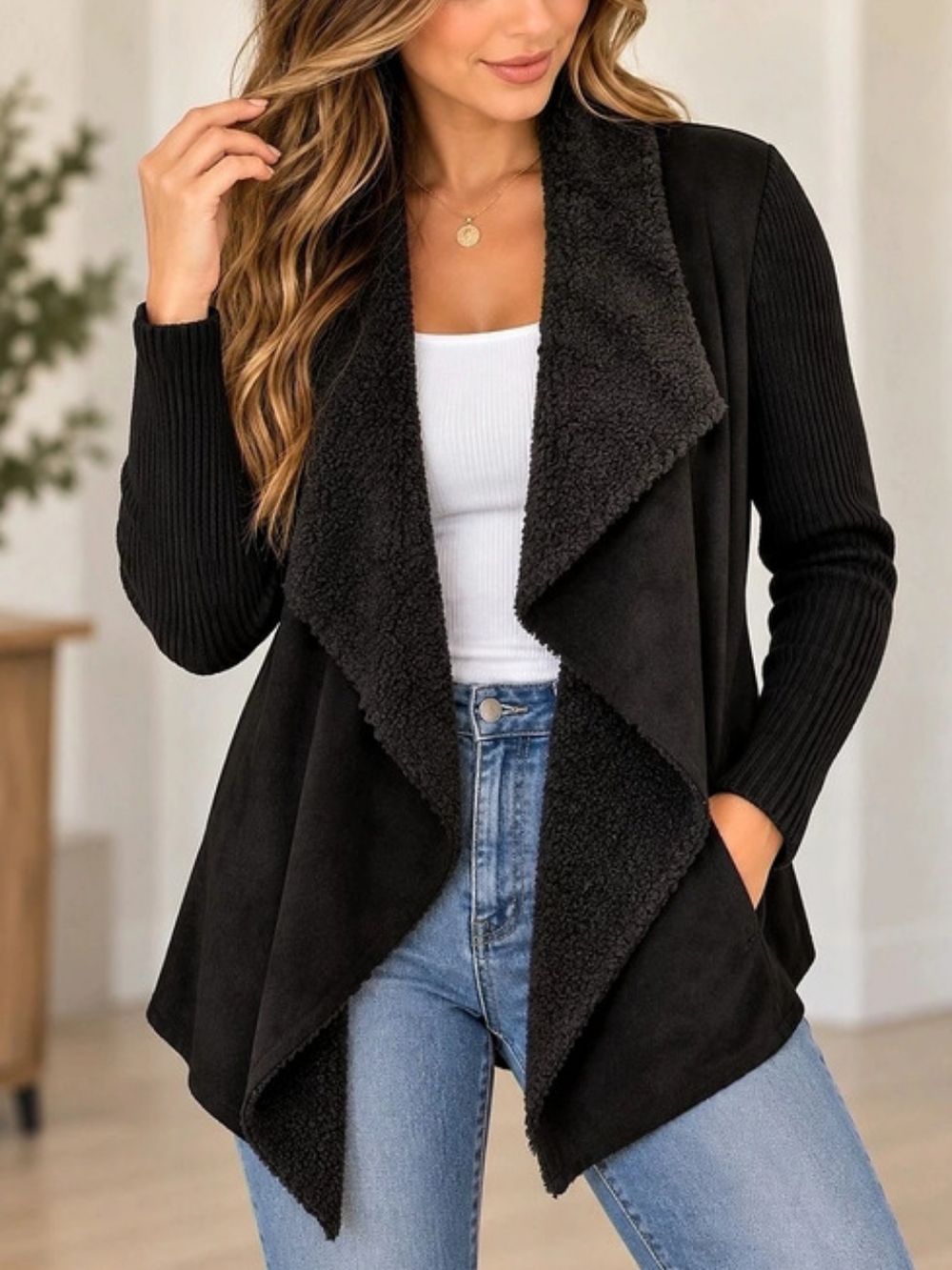 Black Draped Cardigan Like New